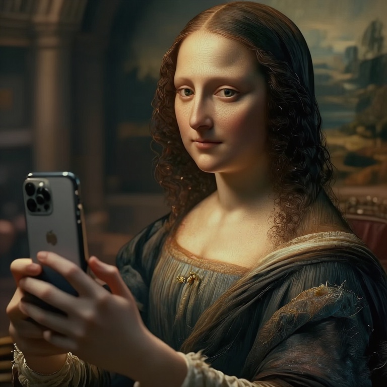 Mona Lisa selfie example generated by Lens with a handcrafted RL training set.